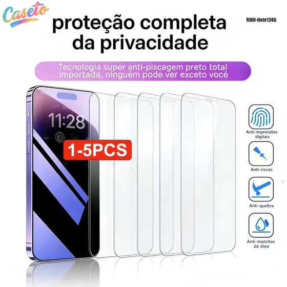 Película Privacidade Cerâmica Para Todos Xiaomi Redmi Note 15 14 13 12 12S Pro Plus 4G 5G M001