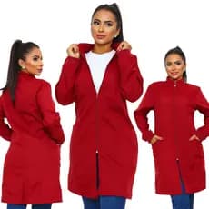 Jaleco Feminino Manga Longa Acinturado Uniforme De Clínicas