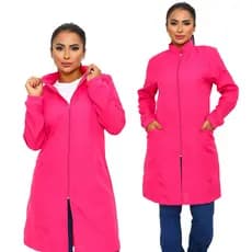 Jaleco Zíper Feminino Com Punho Manga Longa Bolso Lateral Gola Padre Caimento Acinturado Tecido Premium