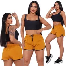 Shortinho Feminino Moda Praia Piscina Short Tactel Verão Fitness Academia