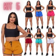 Kit Shortinho Feminino Moda Praia Piscina Short Tactel Verão Fitness Academia