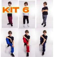 Kit Calças Moletom Grosso Infantil Menino Flanelada Toque Macio Com Punho