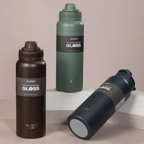 Garrafa Térmica 1050ml Inox Hydra Gloss Mantém Bebidas 24H Frias e 12h Quentes BPA FREE Com Silicone
