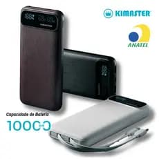 Carregador Portátil Power Bank Kimaster 10000mAh Com Visor Digital Universal Com Cabo UBC-C/Type C