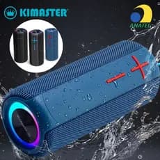 Caixa de Som Bluetooth Resistente à Água  Bateria 10 Hr Kimaster 18W com Alça, LED RGB USB Rádio FM