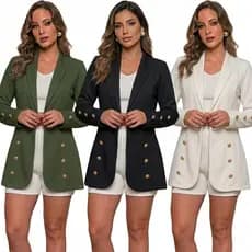kid 3 Blazer Feminino Estruturado – 3 Opções de Cores | Ideal para Trabalho e Casual Chic