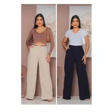 Kid Calça Alfaiataria Pantalona  Feminina Social Com Cinto Elegante Cintura Alta Social