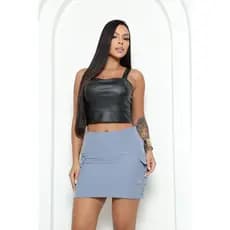 Saia Mini Femenina Social Com Bolso Cargo em Luis Twill –Ziper Lateral PROMOÇAO DO P ao GG