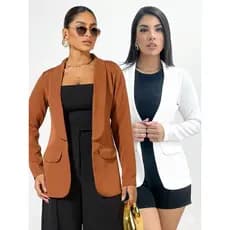 Kit 2 Blazer Feminino Max Alfaiataria Oversized Social Elegante Casual Premium Tendência