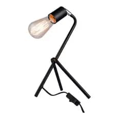 Abajur Preto Lâmpada Metal Luminária De Mesa Quarto Escrivaninha Escritório Moderno Casa