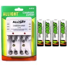 Kit Carregador de Pilhas AA /AAA / Carga Rápida Universal Bivolt Com 4 Pilhas AAA