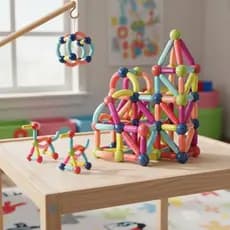 Bloco Grande De Montar Brinquedo Blocos Magnéticos 56 Peças Construção Bastões E Bolas Peças Coloridas