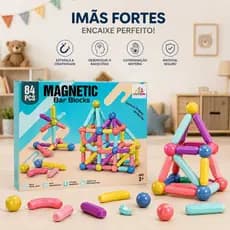 Blocos Magnéticos 84pçs Brinquedo Infantil Educativo Magnético +3 Anos Brinquedos De Montar