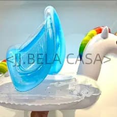 Boia unicórnio / flamingo com capota removível, lantejoulas, alças e assento