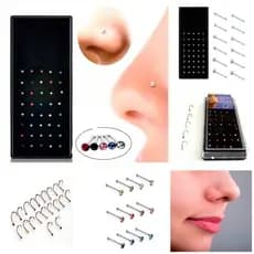 Feeling 316L Kit Com 40 Piercing de Nariz Cristal Reto Dobrar lindo aço inox