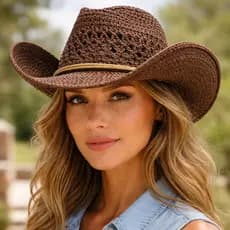 Chapéu Feminino Country Virginia Palha Cowboy Estilo Rodeio Sertanejo Moda Praia Feminino