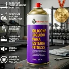 silicone spray lubrificante esteira bicicleta ergométrica academia elimina ruido lona puro 400 ml