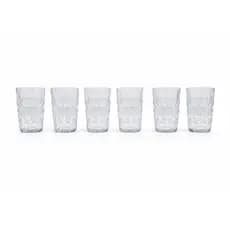 Jogo de 6 Copos Vidro Diamond Altos Resistente Transparente 400ml Água Bebida Suco Drink Buffet Bar