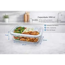 Conjunto 3/4/5/10 Potes Hermético 1050 ml Ret. Vidro  Marmita Fitness Receitas Freezer Forno