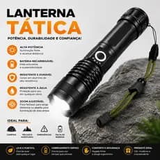 Lanterna Tática Militar LED P50 T9 Super Potente Recarregável USB Zoom Longo Alcance Resistente Camping Segurança