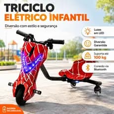 Triciclo Elétrico Infantil Drift 350W Luzes Led Bluetooth 3 Velocidades Ajustável Menino Menina Recarregável