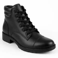 Bota Coturno Casual Feminina Cano Curto Baixo Médio Confortável Macia - Preta Femmy