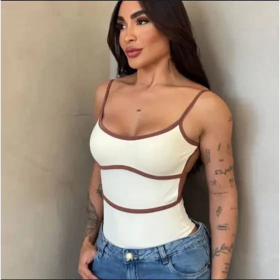 Body Feminino Costa Nua Suplex  Alça Fina  Moda Tendencia Verao Praia