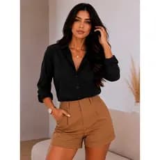 Camisa Social Feminina Manga Longa Blusa Casual Elegante Trabalho Estudo