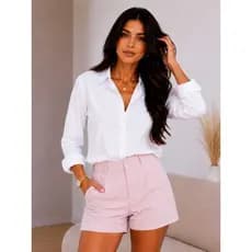 Camisa Feminina Viscolinho Manga Longa Blusa Social Trabalho Estudo SEM BOLSO