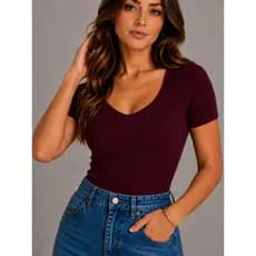 Blusa Feminina Canelada Com Recortes Decote Quadrado Blusinha Elegante