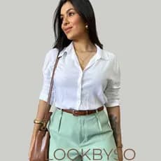 Camisa Feminina Social Viscolinho Manga Comprida Casual Elegante Dia a Dia
