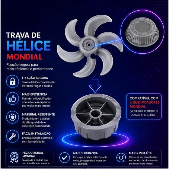 Porca de hélice Mondial 30cms 40cms 50cms