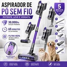 Aspirador Sem Fio 4 em 1 Redroad X18 30000Pa, Aspirador de Pó Automotivo para Casa, Carro e Pelos de Animais
