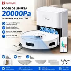 Robô Limpador 3 em 1 com LiDAR, Estação Autolimpante, Sucção 20.000Pa, APP e Saco de Pó de 4 Litros Redroad R11