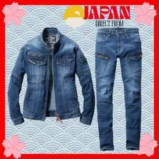【Direct from Japan】BURTLE Conjunto de Trabalho 5011 & 5012 Primavera Verão Jaqueta e Calça Cargo Unissex Jeans Stretch