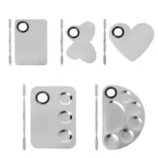 Paleta De Tinta De Aço Inoxidável Bandeja Mixing Rod Espátula Set Para Nail Art Abastecimento Material Escolar Pintura
