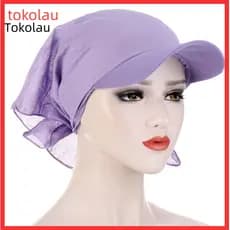 Turbante Chapéu Guarda-Sol De Cor Sólida Aba Larga Lenço Respirável Cap Fornecimento Externo