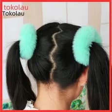 2 Pçs Cor Brilhante Simples Laços De Cabelo Feitos À Mão Pele De Coelho Falso Peludo Scrunchies Acessórios Para O