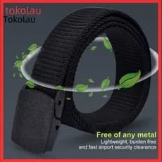 Non-metallic Security Guard Belt Men Tactical Work Men's Nylon Adjustable Length Holeless Design Solid Color Waistband N