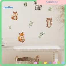 Scratch-resistant Wall Sticker Self-adhesive Decal 4pcs Cute Cartoon Bear Fox Decals Removable Waterproof Stickers for N