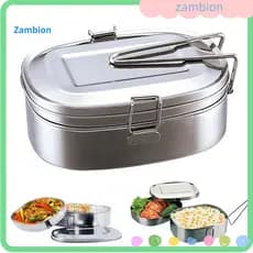 Lancheira Bento De Camada Dupla Recipiente De Armazenamento De Alimentos Em Aço Inoxidável Para Estudant