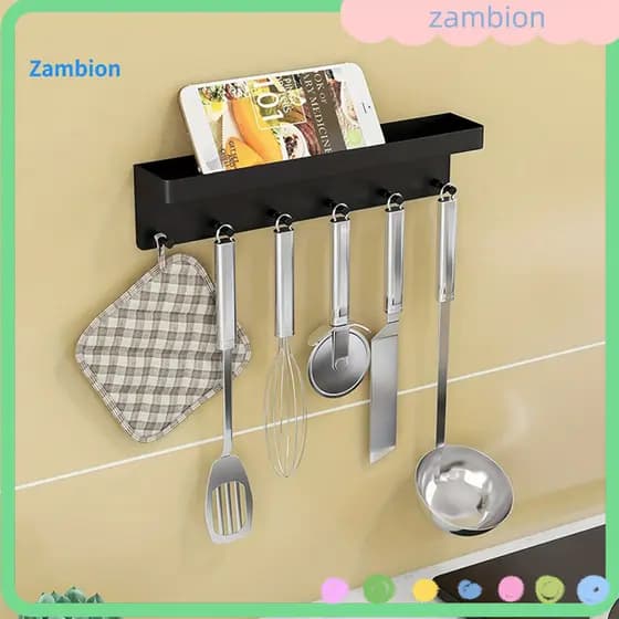 Organizador De Rack De Armazenamento De Cozinha Com Ganchos Fácil De Instalar Parede Sem Perfuração Supo