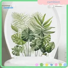 Toilet Lid Decal Waterproof Self-adhesive Plant Leaf Sticker – Strong Stickiness Easy Peel Removable Decorative for Ba