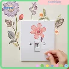 Pvc Switch Decoration Flower Pattern Sticker Waterproof Removable Self-adhesive Wall Socket Outlet Decal for Room Bathro
