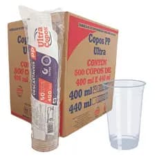 COPO 400ML DESCARTÁVEL LISO C/500 TRANSPARENTE PP SUCO VITAMINA REFRI ULTRA
