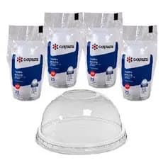 100 TAMPA BOLHA P/ COPO 300ML 330ML TRANSPARENTE 79MM