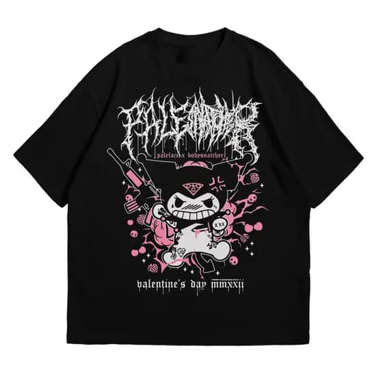 [Camiseta Premium em Algodão Puro]SISI Camiseta feminina T-shirt Algodão Unissex Kuromi dark Gotich