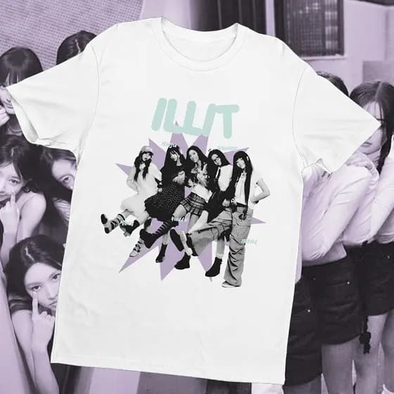 [Camiseta Premium em Algodão Puro]SISI Camiseta ILLIT Grupo Kpop Wonhee Minju Iroha 100% Algodão