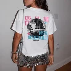 [Camiseta Premium em Algodão Puro]SISI Camiseta Harry Styles Mirrorball Tour Álbum Kiss All The Time Disco Occasionally
