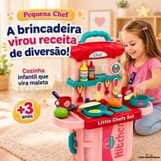 Kit Cozinha Infantil Vira Maleta 22 Peças Brinquedo Com Acessórios De Cozinhar Rosa
